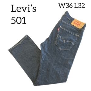LEVI'S 501 MENS JEANS SIZE W36 L32 BLACK COLOR PRE OWNED